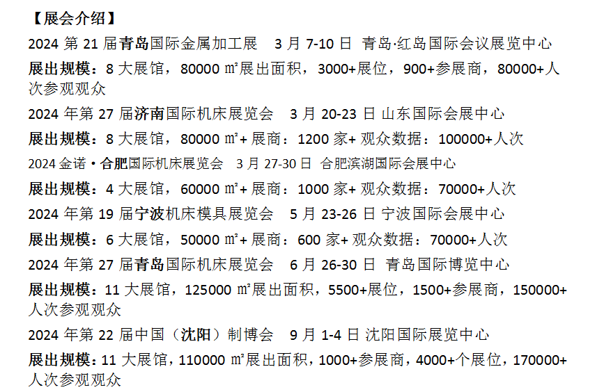 2024金诺全国机床展六地巡展（济南、合肥、宁波、青岛、沈阳）